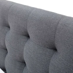 New Wohnen Polsterbett in Grau & Eiche - Saludio