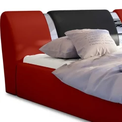 Hot Wohnen Polsterbett in Rot mit Schwarz - Hawaian