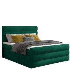 Sale Wohnen Polsterbett mit Boxspring in Dunkelgrün Samt - Abramas