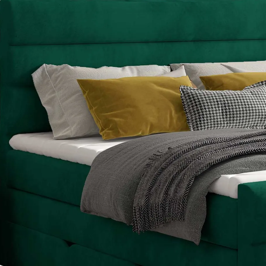 Sale Wohnen Polsterbett mit Boxspring in Dunkelgrün Samt - Abramas