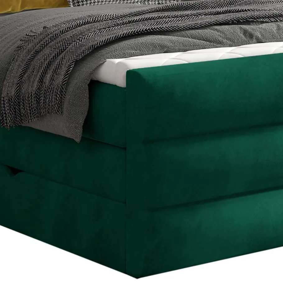 Sale Wohnen Polsterbett mit Boxspring in Dunkelgrün Samt - Abramas