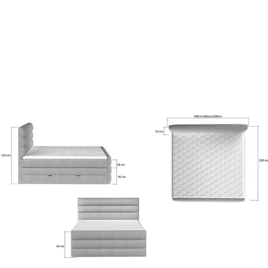 Sale Wohnen Polsterbett mit Boxspring in Dunkelgrün Samt - Abramas