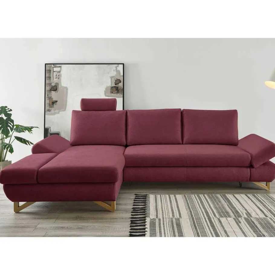 Best Wohnen Polsterecke in Bordeaux Rot Velours - Baonga