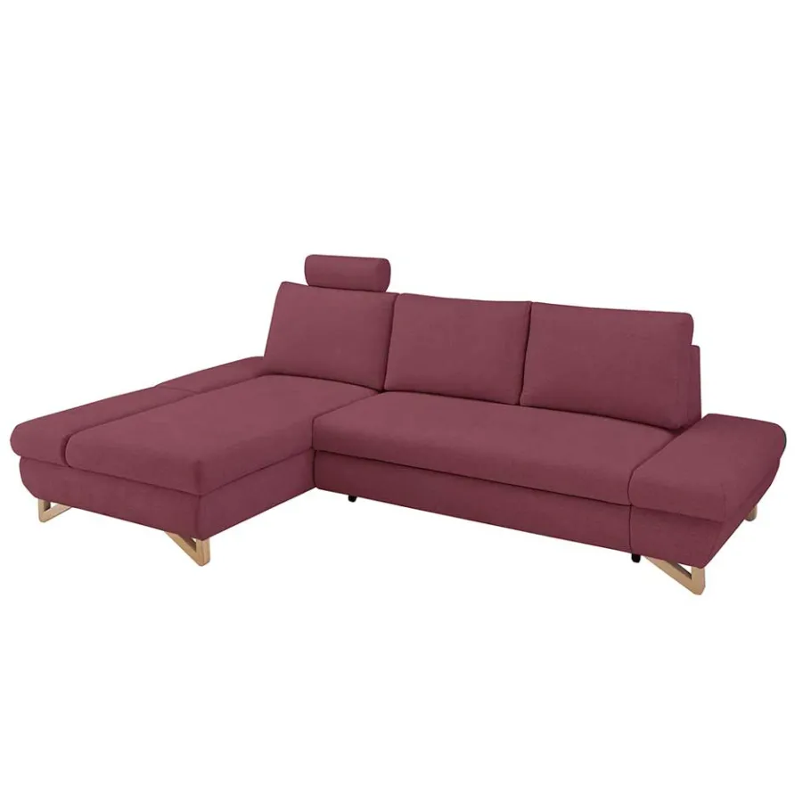 Best Wohnen Polsterecke in Bordeaux Rot Velours - Baonga