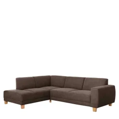 New Wohnen Polsterecke in Dunkelbraun mit Buche - Abelle