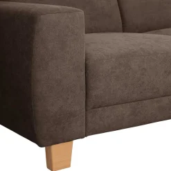 New Wohnen Polsterecke in Dunkelbraun mit Buche - Abelle