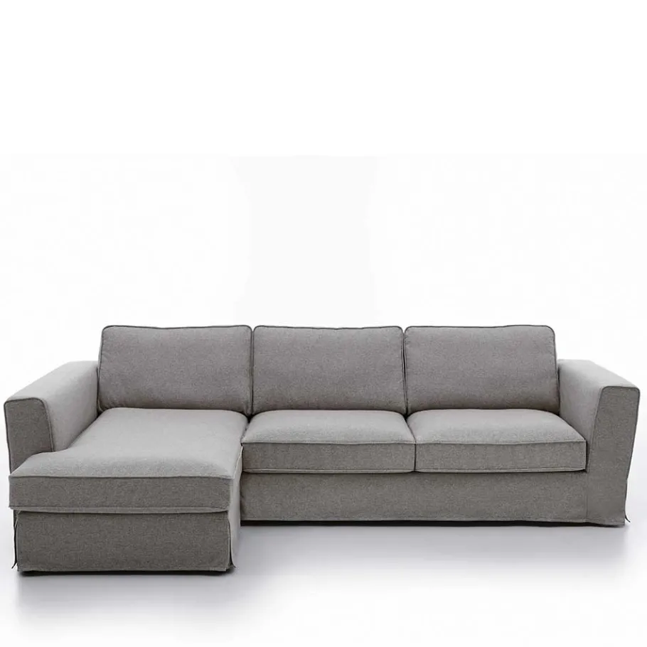 Discount Wohnen Polsterecke in Grau Webstoff - Valtte