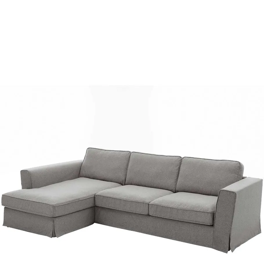 Discount Wohnen Polsterecke in Grau Webstoff - Valtte