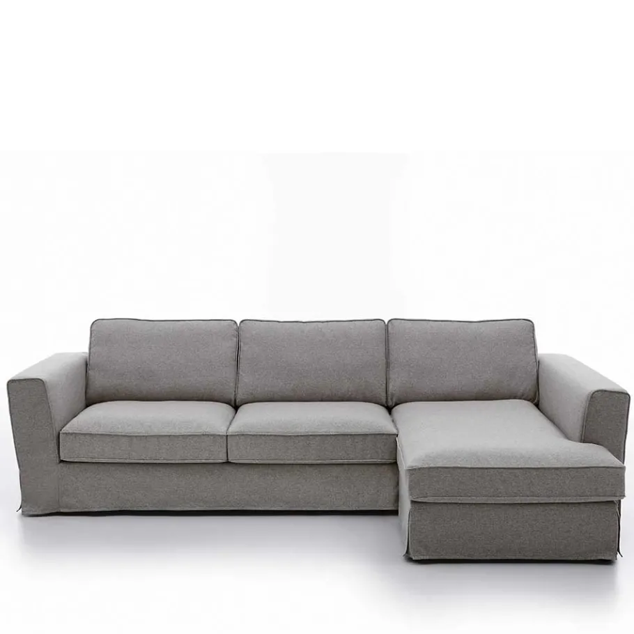Discount Wohnen Polsterecke in Grau Webstoff - Valtte