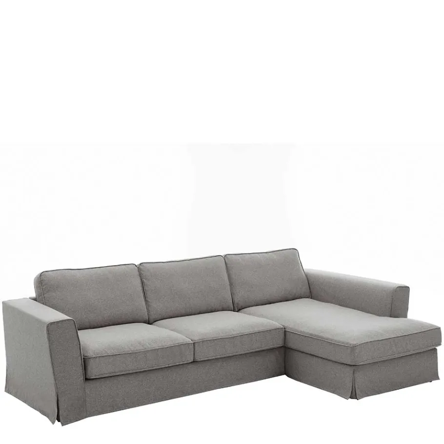 Discount Wohnen Polsterecke in Grau Webstoff - Valtte