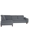 New Wohnen Polsterecke in Jeansblau mit Nussbaum - Ilea