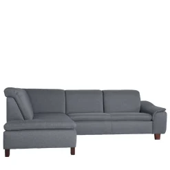 New Wohnen Polsterecke in Jeansblau mit Nussbaum - Ilea