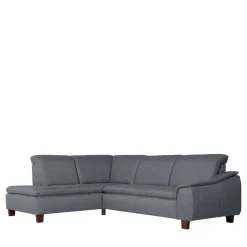 New Wohnen Polsterecke in Jeansblau mit Nussbaum - Ilea