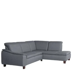 New Wohnen Polsterecke in Jeansblau mit Nussbaum - Ilea