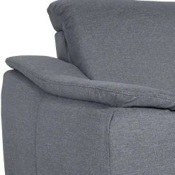 New Wohnen Polsterecke in Jeansblau mit Nussbaum - Ilea