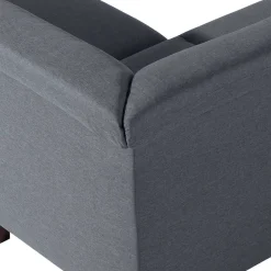 New Wohnen Polsterecke in Jeansblau mit Nussbaum - Ilea