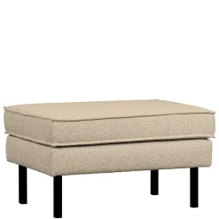 Online Wohnen Polsterhocker aus Boucle Stoff in Beige - Glamoure