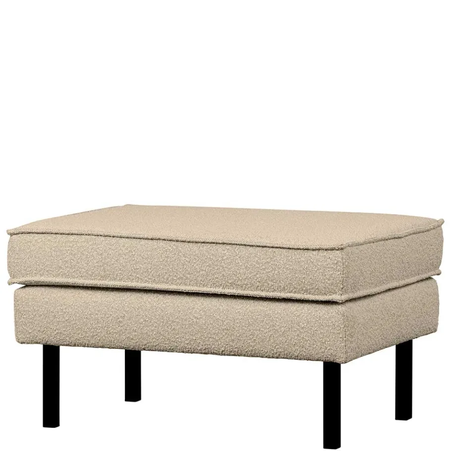 Online Wohnen Polsterhocker aus Boucle Stoff in Beige - Glamoure