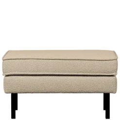 Online Wohnen Polsterhocker aus Boucle Stoff in Beige - Glamoure