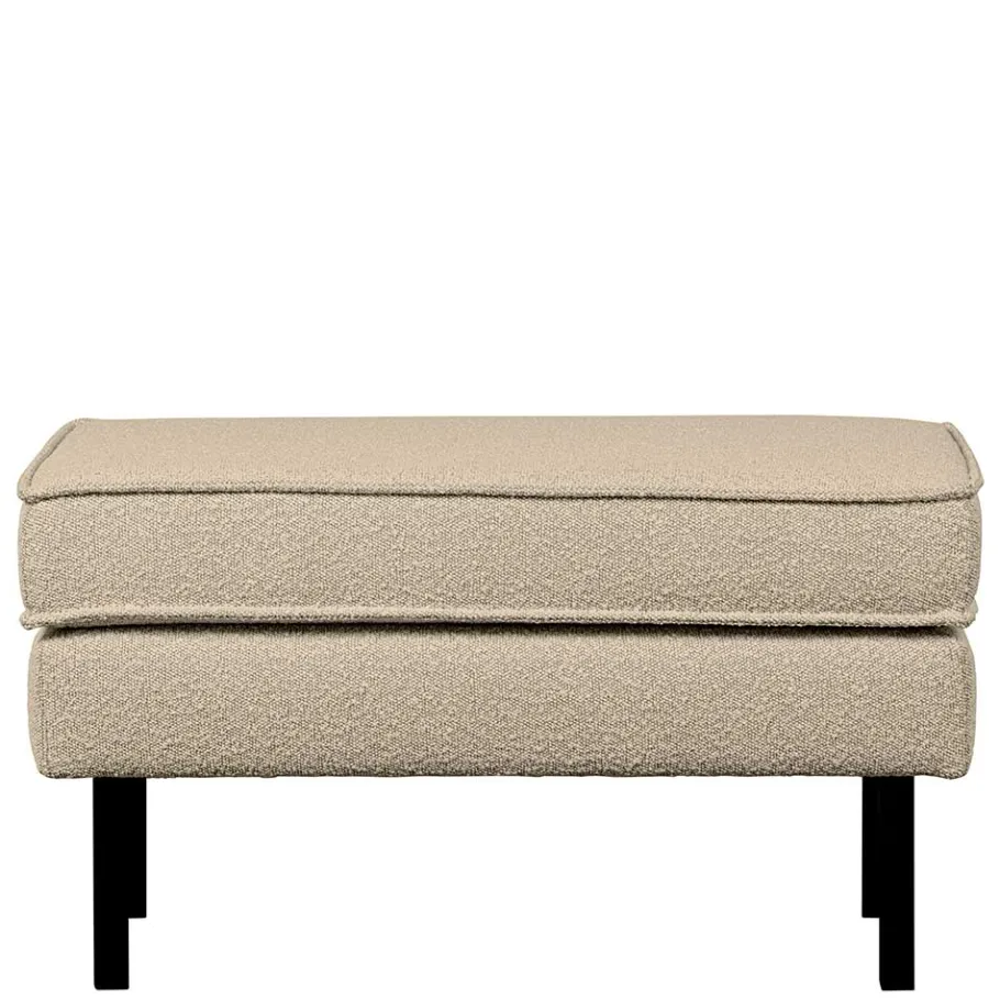 Online Wohnen Polsterhocker aus Boucle Stoff in Beige - Glamoure