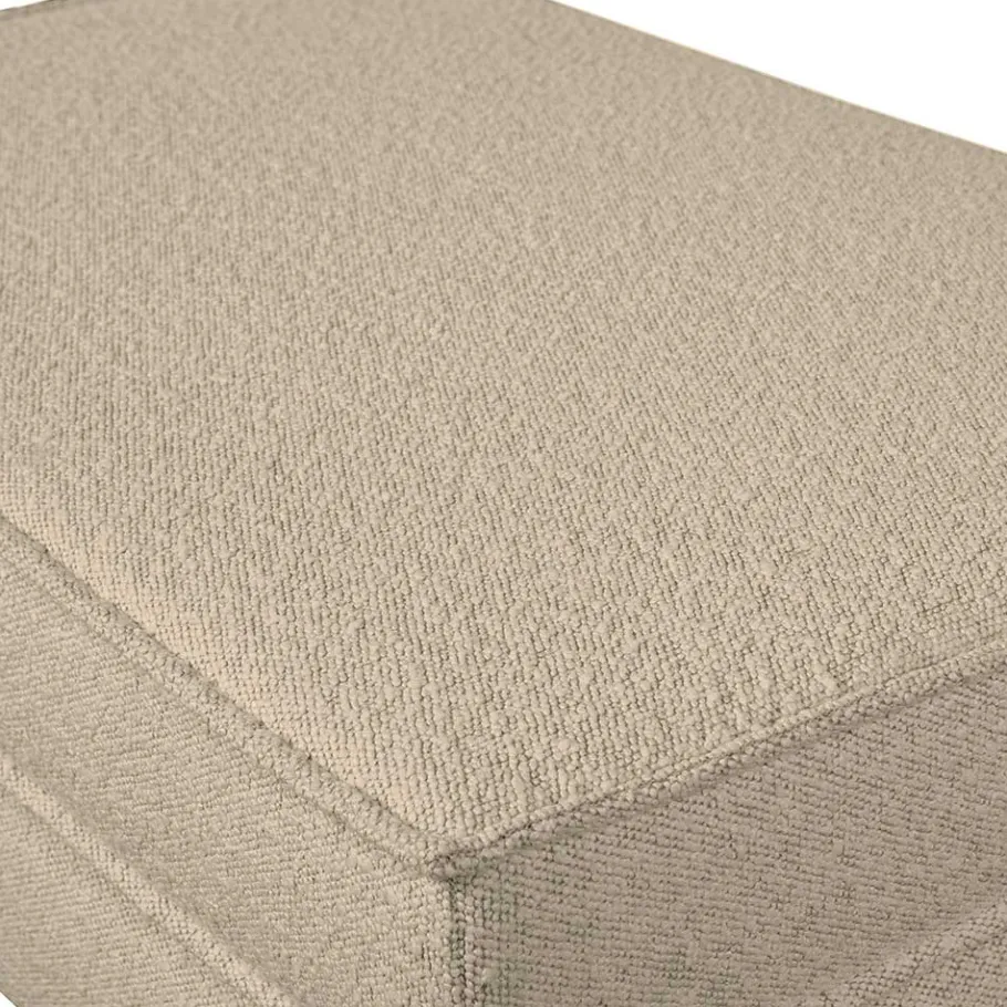 Online Wohnen Polsterhocker aus Boucle Stoff in Beige - Glamoure