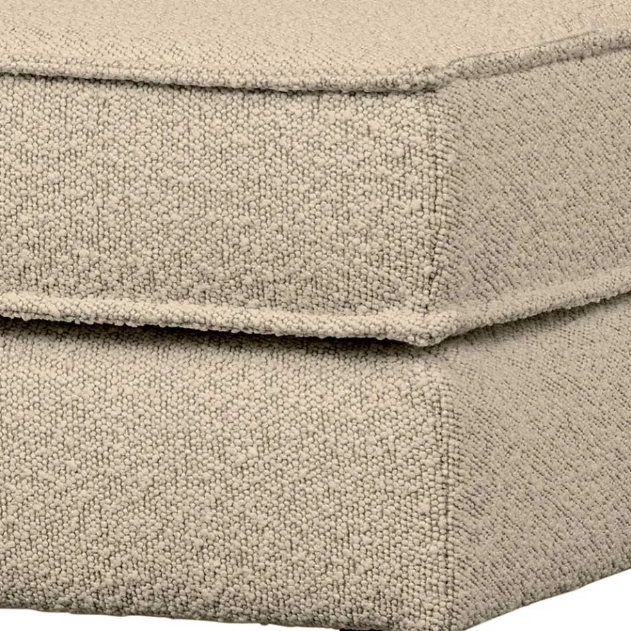Online Wohnen Polsterhocker aus Boucle Stoff in Beige - Glamoure