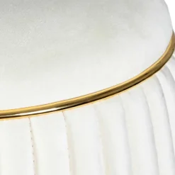 Online Wohnen Polsterhocker in Cremeweiß mit Gold - Asprecca