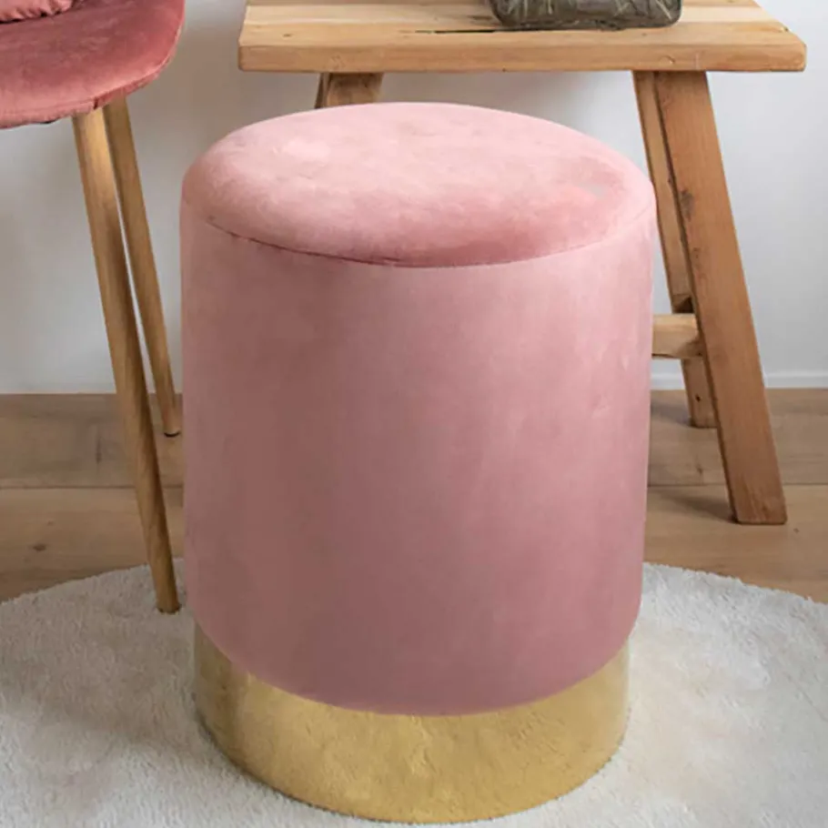 Best Wohnen Polsterhocker in Rosa & Messingfarben - Ontentas