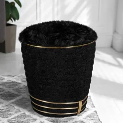 Wohnen Polsterhocker in Schwarz mit Gold - Velsamos