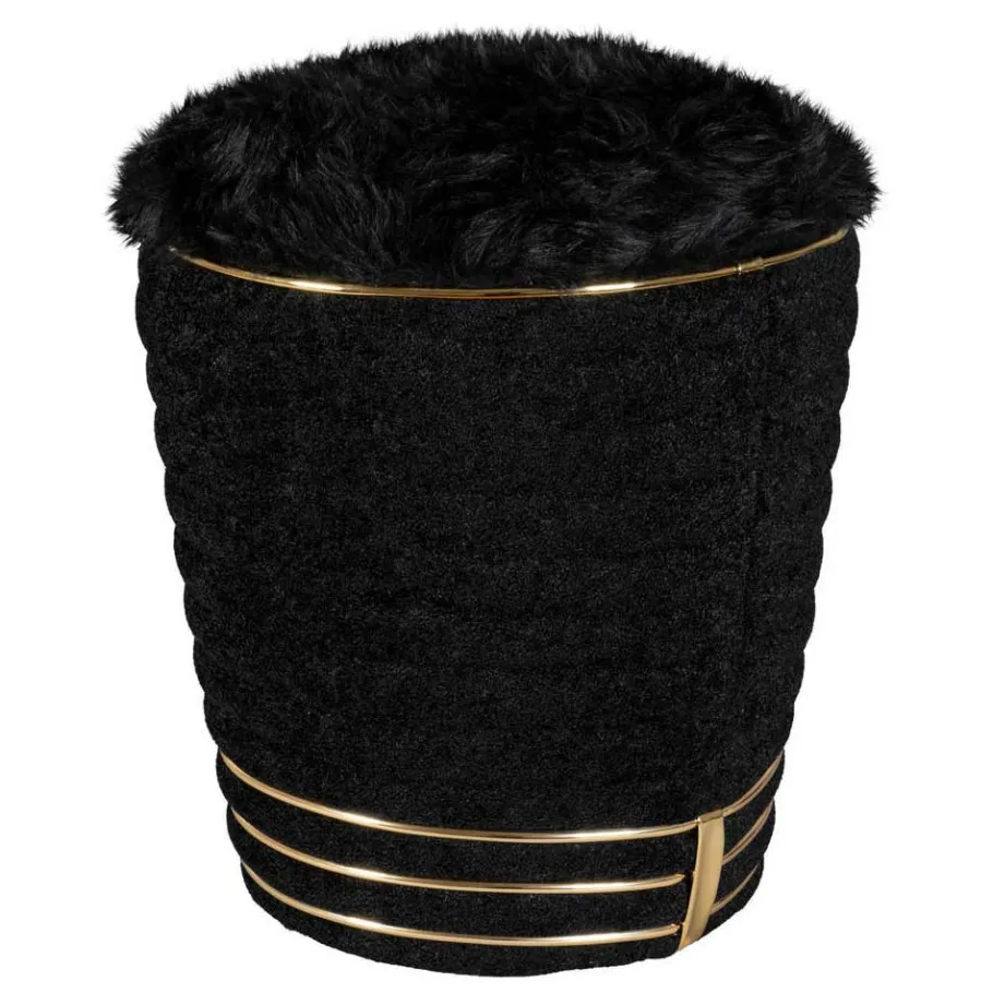 Wohnen Polsterhocker in Schwarz mit Gold - Velsamos