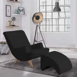 Clearance Wohnen Polsterhocker in Schwarz und Buche - Leverias