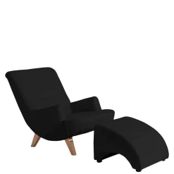 Clearance Wohnen Polsterhocker in Schwarz und Buche - Leverias