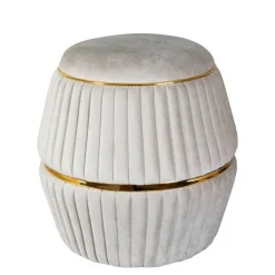 New Wohnen Polsterhocker in Taupe und Gold - Bestern