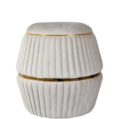 New Wohnen Polsterhocker in Taupe und Gold - Bestern