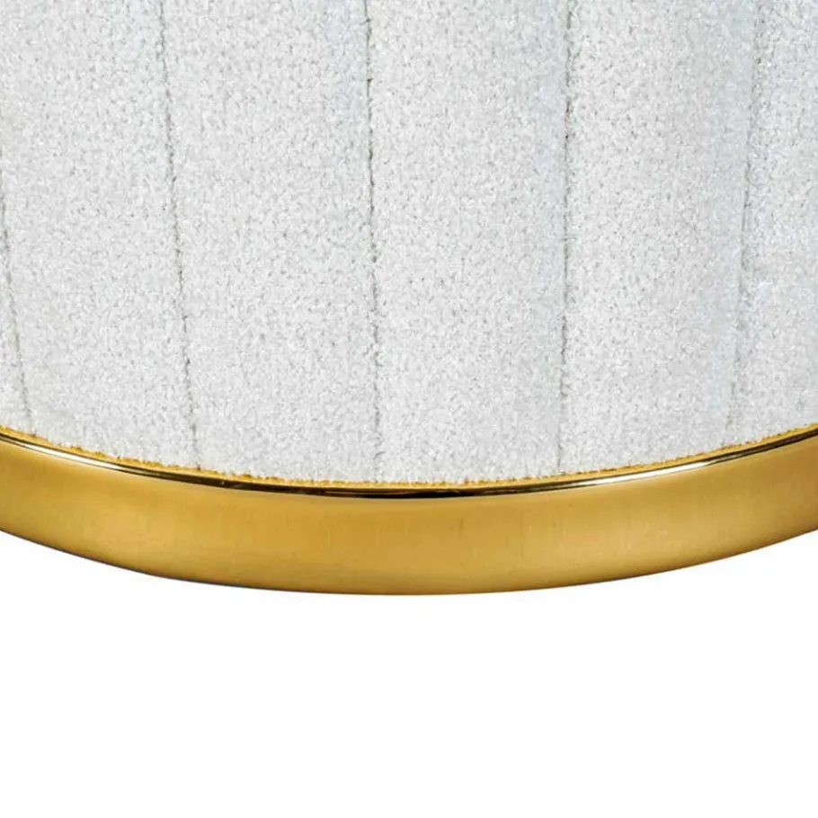 Outlet Wohnen Polsterhocker in Weiß mit Gold - Pianna