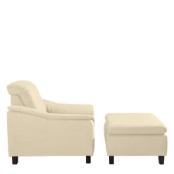 Hot Wohnen Polstersessel in Beige und Nussbaum Braun - Nando