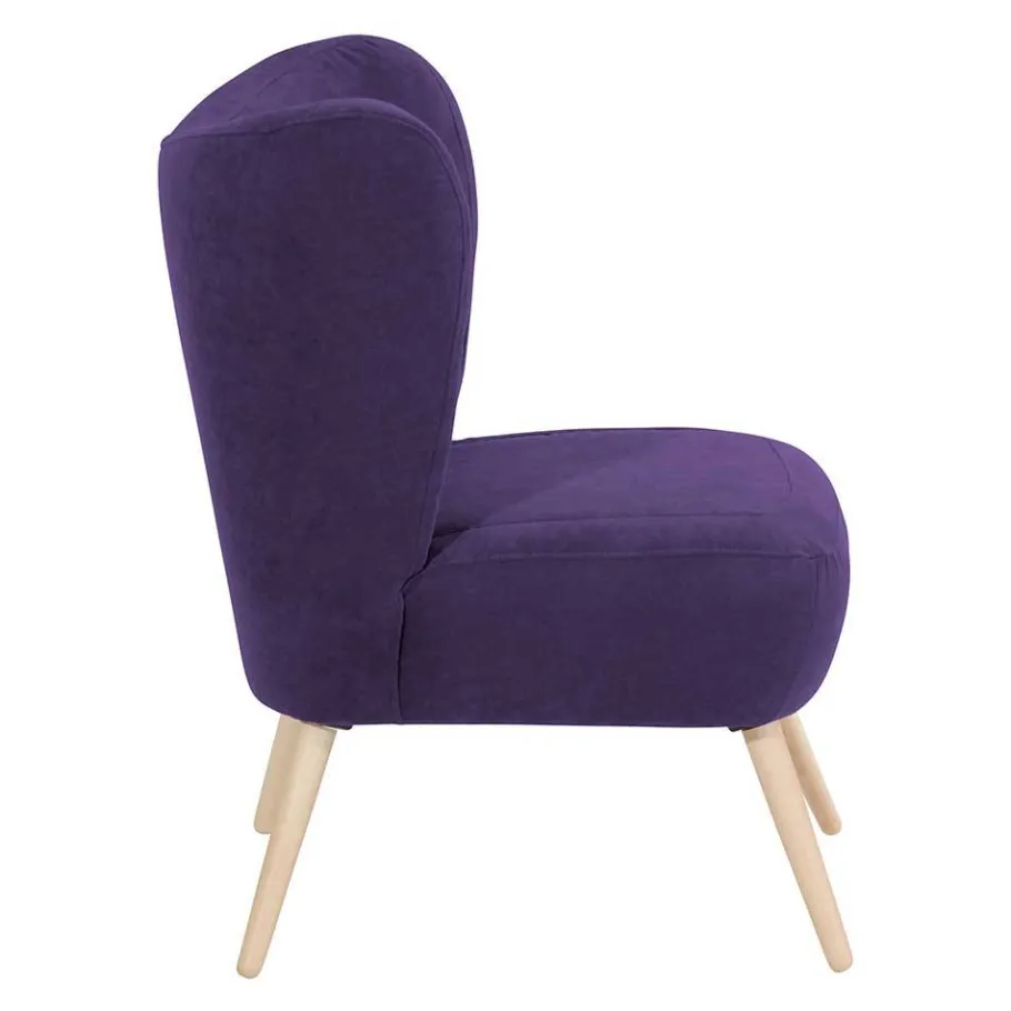 Discount Wohnen Polstersessel in Violett Velours - Coralla