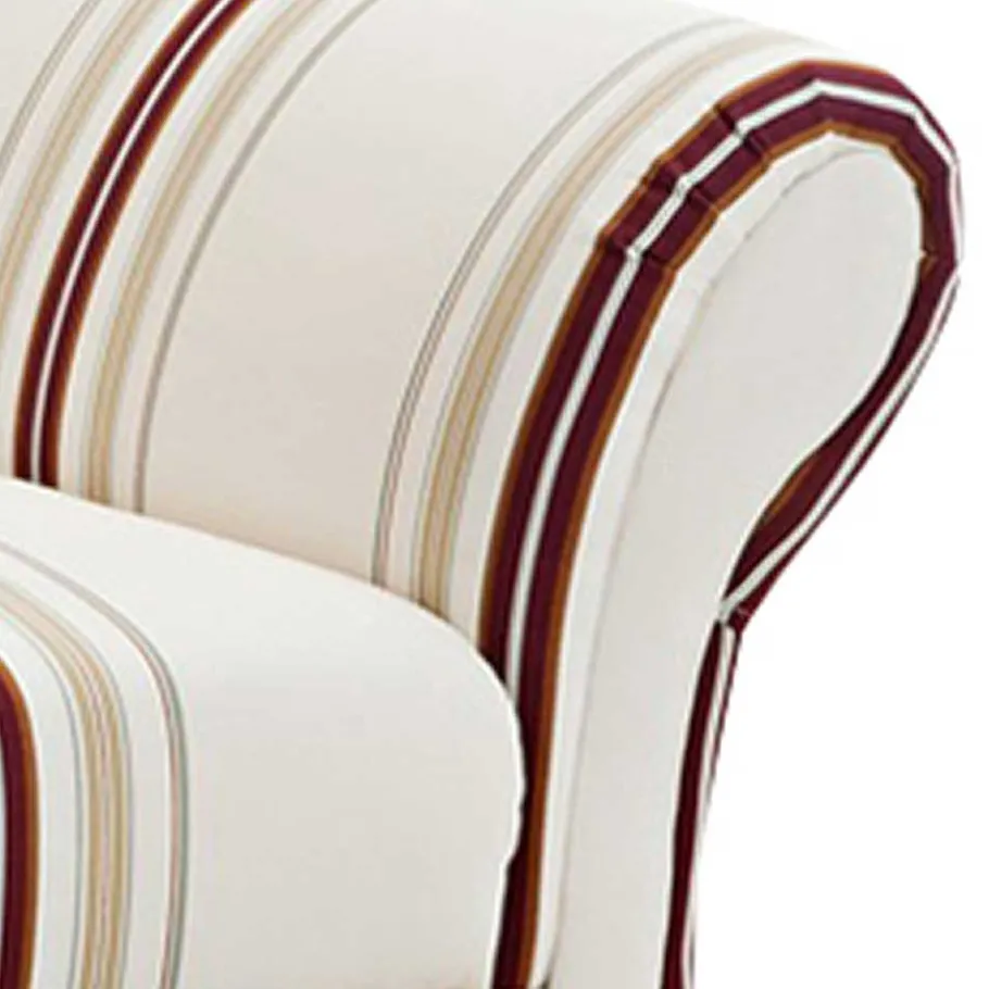 Discount Wohnen Polstersessel in Weiß Dunkelrot Beige gestreift - Senore