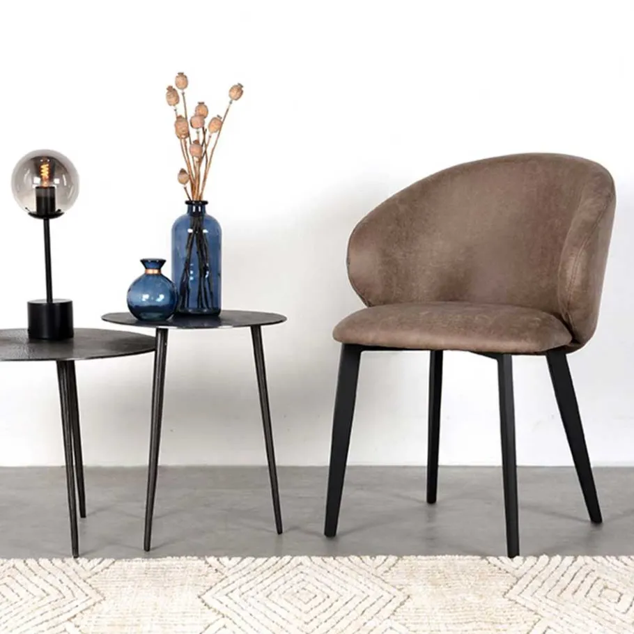 Clearance Wohnen Polsterstühle aus Microfaser in Taupe - Alisa (2er Set)