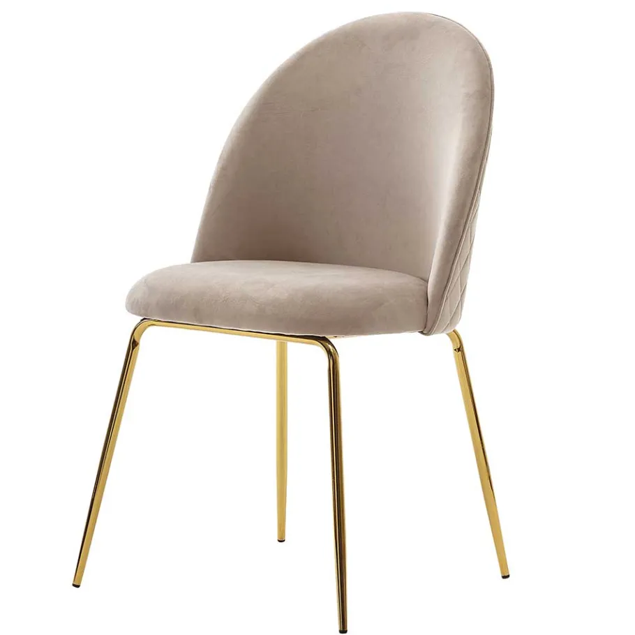Hot Wohnen Polsterstühle in Beige & Gold - Labelsio (2er Set)
