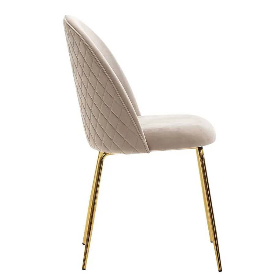 Hot Wohnen Polsterstühle in Beige & Gold - Labelsio (2er Set)