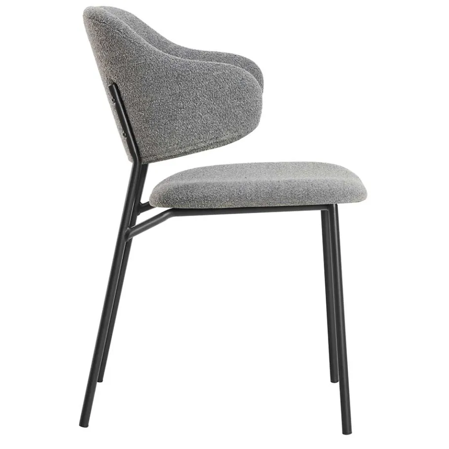 New Wohnen Polsterstühle in Dunkelgrau Boucle - Ciribati (2er Set)