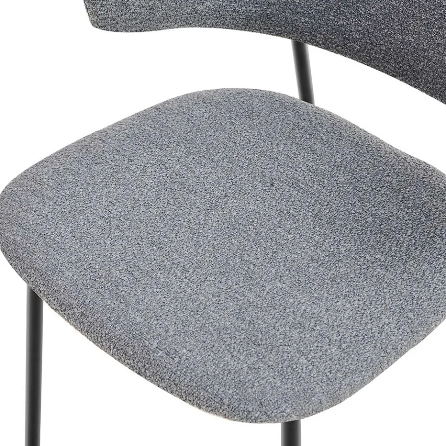 New Wohnen Polsterstühle in Dunkelgrau Boucle - Ciribati (2er Set)