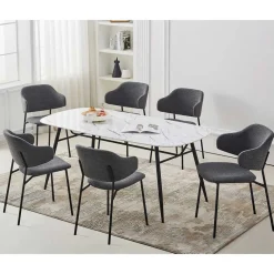 New Wohnen Polsterstühle in Dunkelgrau Boucle - Ciribati (2er Set)