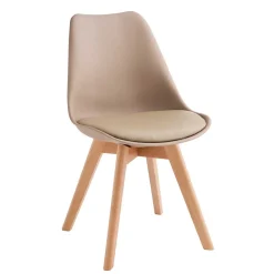 Discount Wohnen Polsterstühle in Taupe & Buche - Asiatia (4er Set)