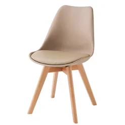 Discount Wohnen Polsterstühle in Taupe & Buche - Asiatia (4er Set)
