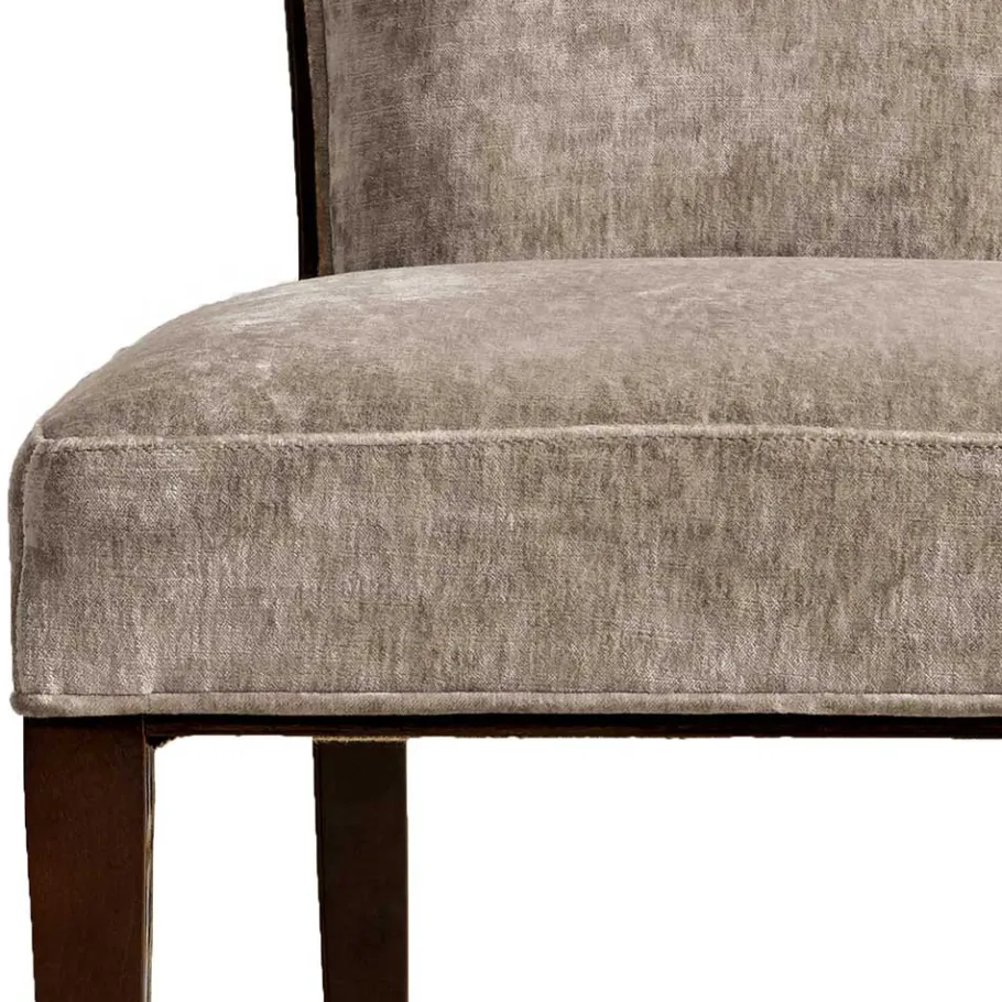Hot Wohnen Polsterstuhl in Beige Samt & Braun Holz - Savossa
