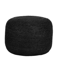 Hot Wohnen Pouf Hocker in Schwarz Jute Geflecht - Racussa