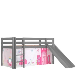 Outlet Wohnen Prinzessin Hochbett mit Rutsche in Grau - Cisada