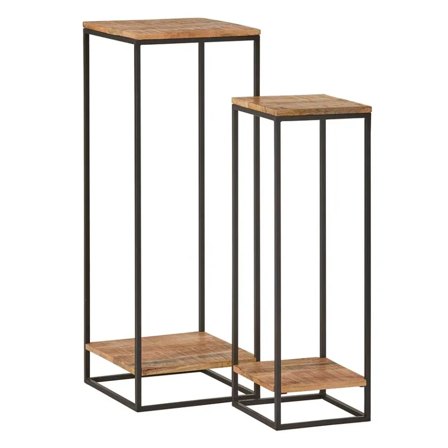 Discount Wohnen Quadratische Blumensäulen im Industrial Style - Choreti (zweiteilig)